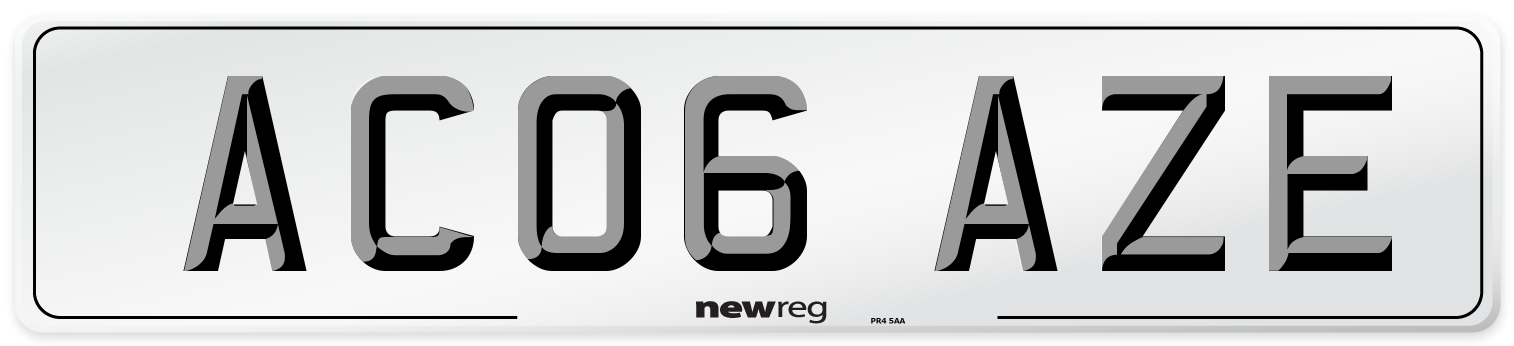 AC06 AZE Number Plate from New Reg